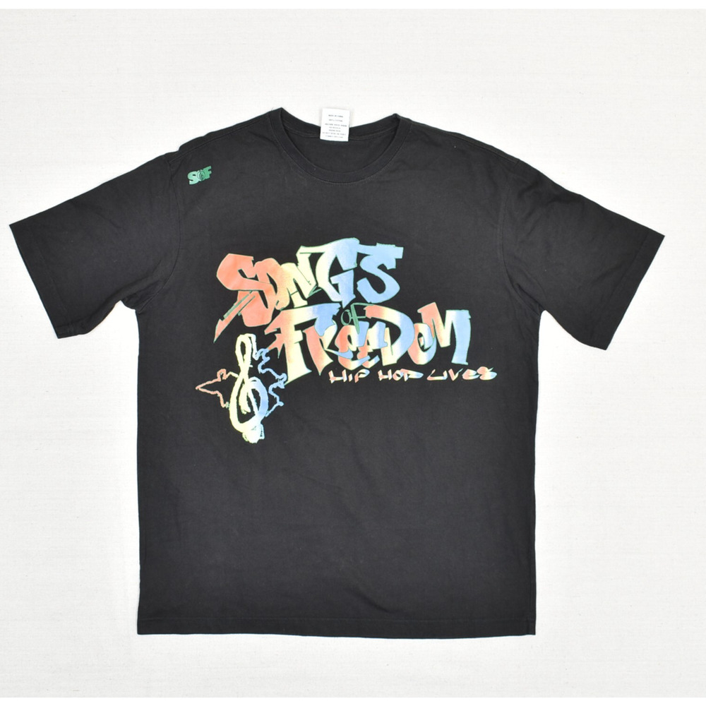 Songs of Freedom Men's T Shirt Crew Neck Short Sleeve Cotton Black Size L